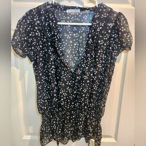 Charlotte Russe Sheer Black Star Print Shirt Size Small